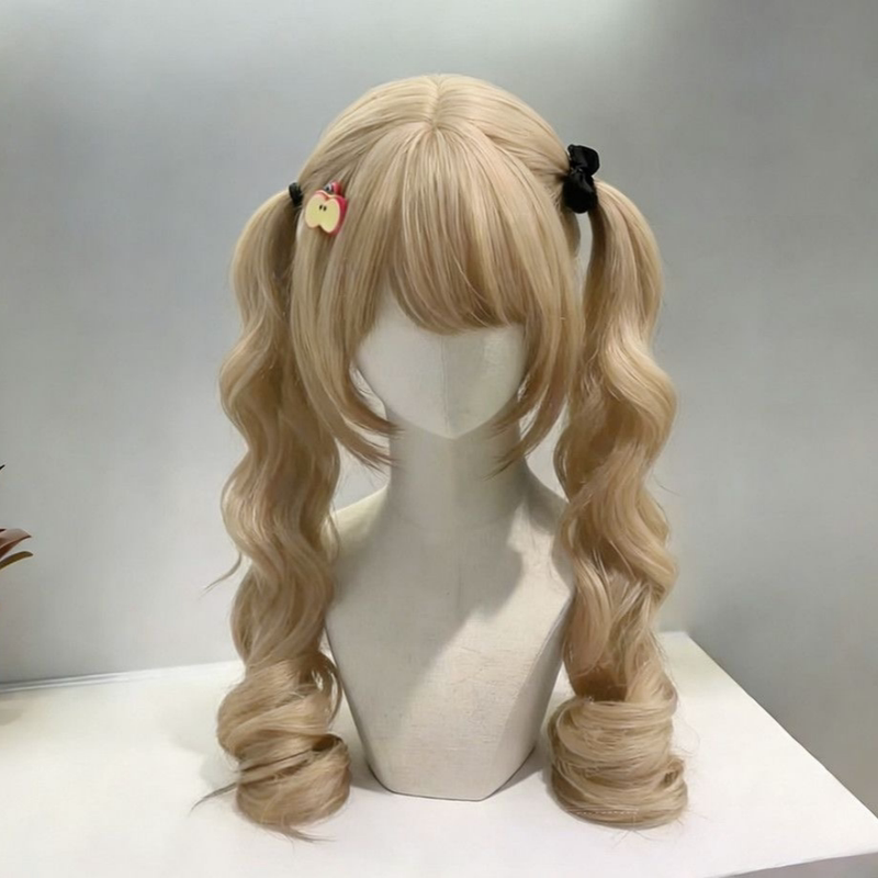 Cute Girl Roman Curly Wig Long Hair Lolita Daily Sweet Double Ponytail Korean Style Realistic Full Wig Cute Girl Roman Curly Wig Long Hair Lolita Daily Sweet Double Ponytail Korean Style Realistic Full Wig