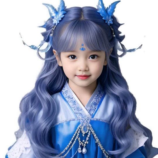 Nezha 2 Cosplay Ao Bing Ao Run Children's Wig Girl Long Curly Hair Daily Simulation Photo Shoot Performance Styling Full Head Wig