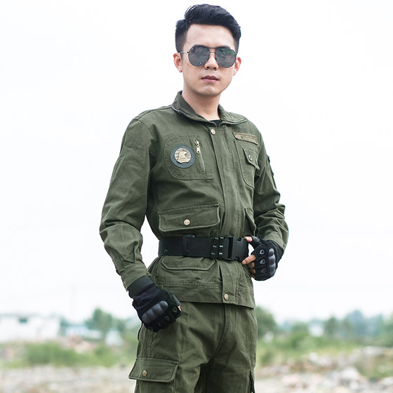 Pure cotton wear-resistant outdoor suit anti-scalding work clothes camouflage suit suit for men and women Chinese labor insurance military fans thickened and breathable