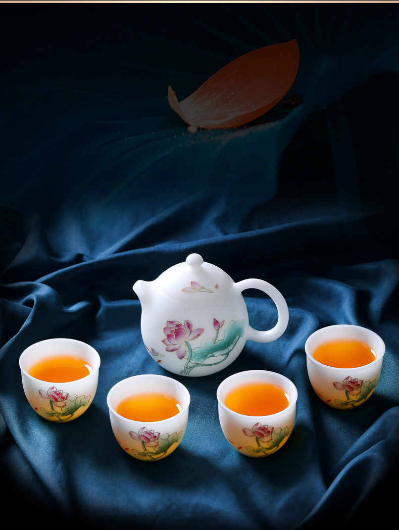 高档礼盒素烧冰种茶具套装送礼轻奢白瓷三才盖碗茶壶茶杯功夫茶具详情2