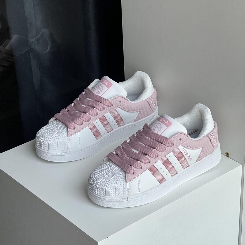 Trendy Brand Popular Women's Shoes, Collaboration with Three-Stripe Shell-Toe White Sneakers, Fashionable Casual Sports Shoes, Versatile Unisex Sneakers