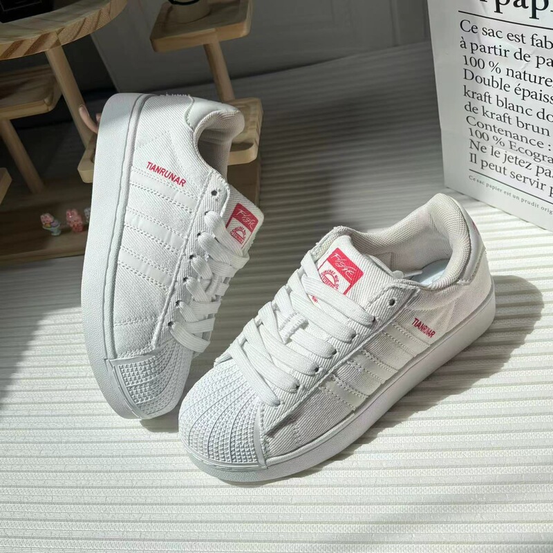 Trendy Brand Popular Women's Shoes Collaboration Three-Stripe Shell White Toe Couple Shoes Cute Casual Student Sneakers Trendy