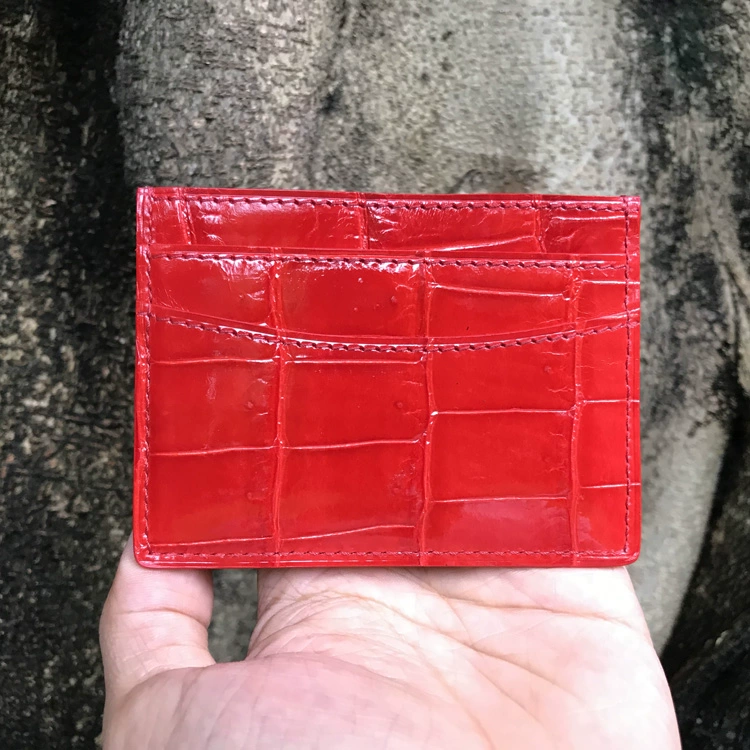 Túi đựng thẻ mini cá sấu bóng cao cấp siêu mỏng đựng thẻ nữ siêu mỏng nhỏ gọn đơn giản đựng thẻ ngân hàng handmade Faral Red - Chủ thẻ