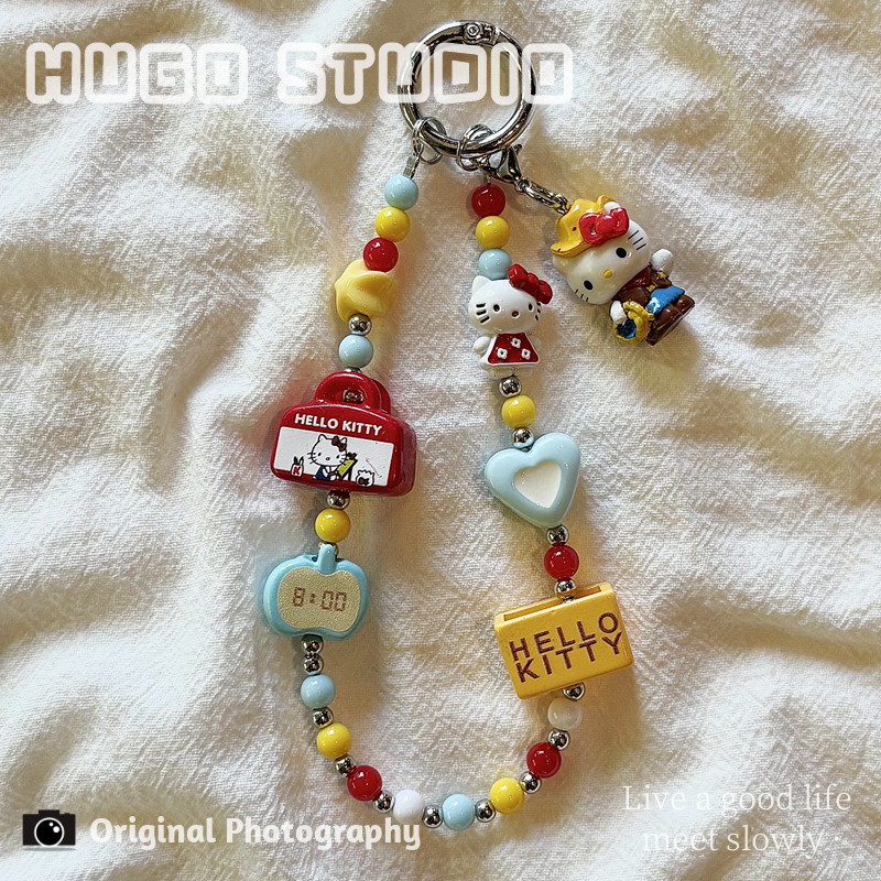 HUGO Little Red Book's Cute Kitty Beaded Phone Charm, Bag Charm, Keychain, Phone Case Strap