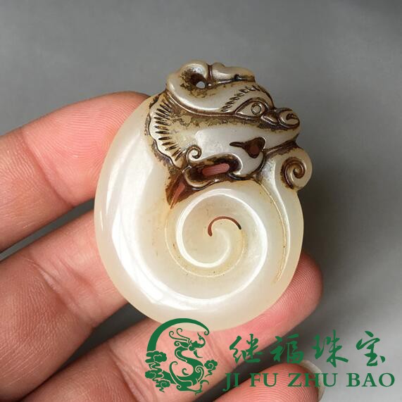 Antique antique miscellaneous collection of antique jade Ming Qing Han dynasty white jade antique young dragon hang hang old old goods