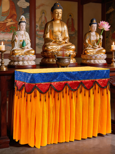 Temple Table Cover, Altar Table Apron, Embroidered Gold Velvet, Thickened Taoist Offering Table, Eight Immortals Table, Long Incense Tablecloth