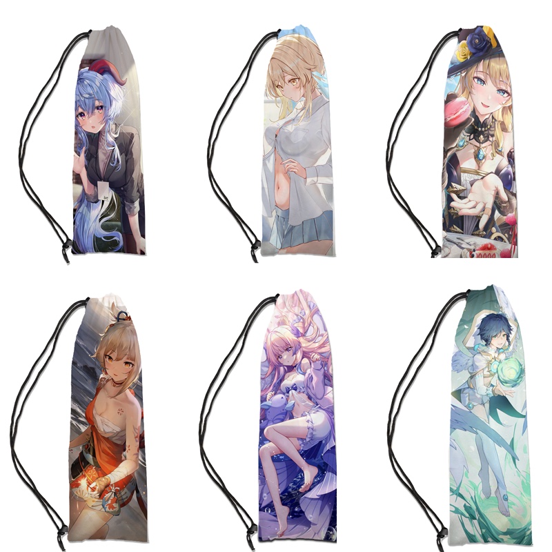 Genshin Impact Series 3D Student Single-Shoulder Badminton Bag Unisex Drawstring Training Bag Line Protection Case Storage Bag