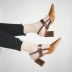 Xuân 2019 mới dày với sandal nữ mũi nhọn retro cao gót lớn Đông nữ hoang dã Baotou