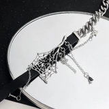 Кожаное ожерелье-паутина KANSAI, женское колье-ниша, ожерелье High Street, милая и крутая цепочка на шею для ключиц и шеи для девочек 𫔀Tide