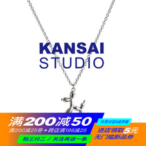 KANSAI homemade clay cool trampoline ins balloon dog necklace couples men and women pendant chain tide