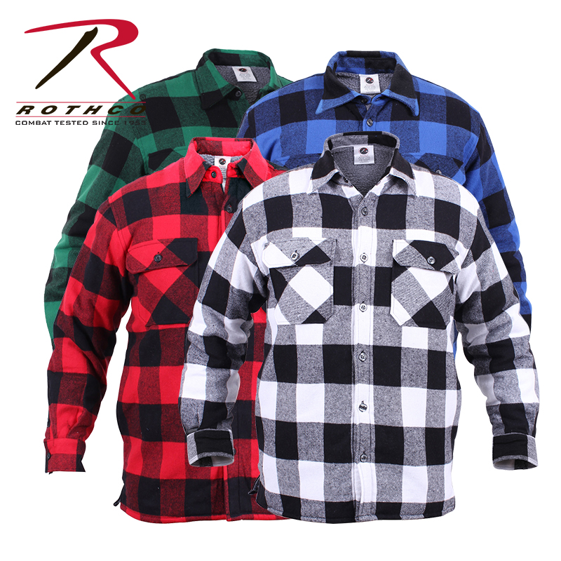Rothco Thickened Flannel Lattice Shirt Lamb Suede Neri Winter Warm Loose Casual Jacket 3735