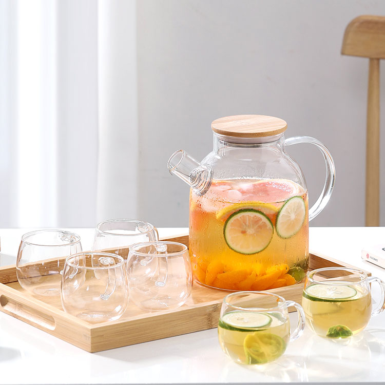 Japanese-style cold water cold kettle glass high temperature heat-resistant household large-capacity fruit juice teapot boiling water cup set