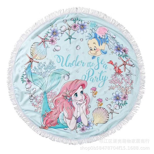 Beach Towel Carpet Mermaid Alice Three-Eyed Alien Stitch Tassel Round Blanket Travel Shawl Fiber Beach Towel Carpet Mermaid Alice Three-Eyed Alien Stitch Tassel Round Blanket Travel Shawl Fiber