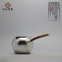 Retro Japanese 9999 Sterling Silver Road Cup handmade silver tea sea Xiangfei bamboo side tea divider hand hammer pattern uniform Cup