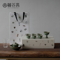 Twilight Cangzhai Complete Kung Fu Tea Set Japanese Simple Home Commercial Living Room Gift Box Set Set Cover Bowl Tea Cup Master Cup