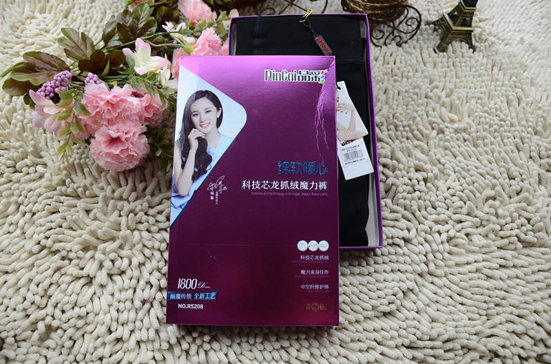 彩 彩 5208 Đầu đông nhung mỏng lông cừu rồng ma thuật quần legging ấm quần một mảnh 1800D nữ chống rỗ quần tất lưới