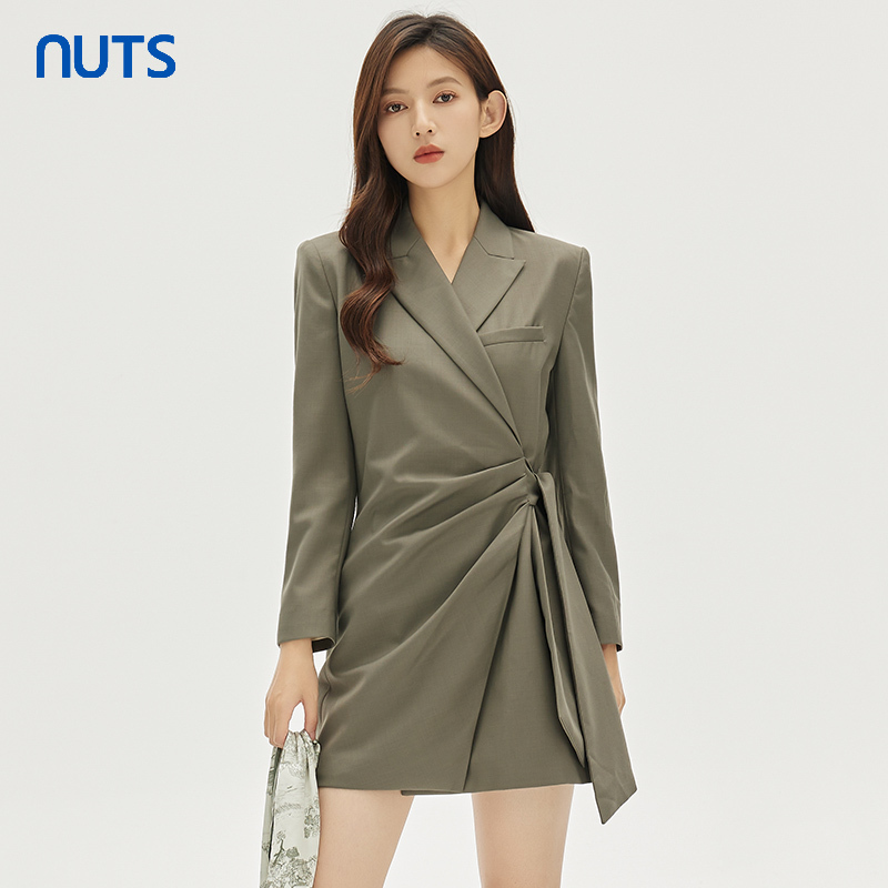 Nuts Autum New Elegant Work Clothing Style Slim Waist Slimming Look Mid-Length Suit Jacket for Women 231048014 B