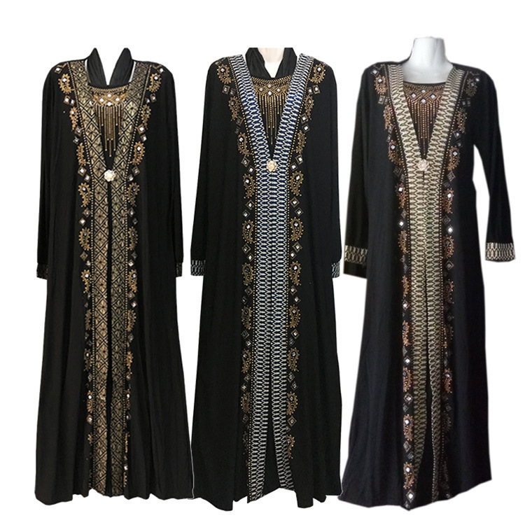 New Plus-Size Women's Clothing, Fashionable Long-Sleeved Dresses for Middle-Aged and Elderly Mothers, Loose Muslim Robes for Women