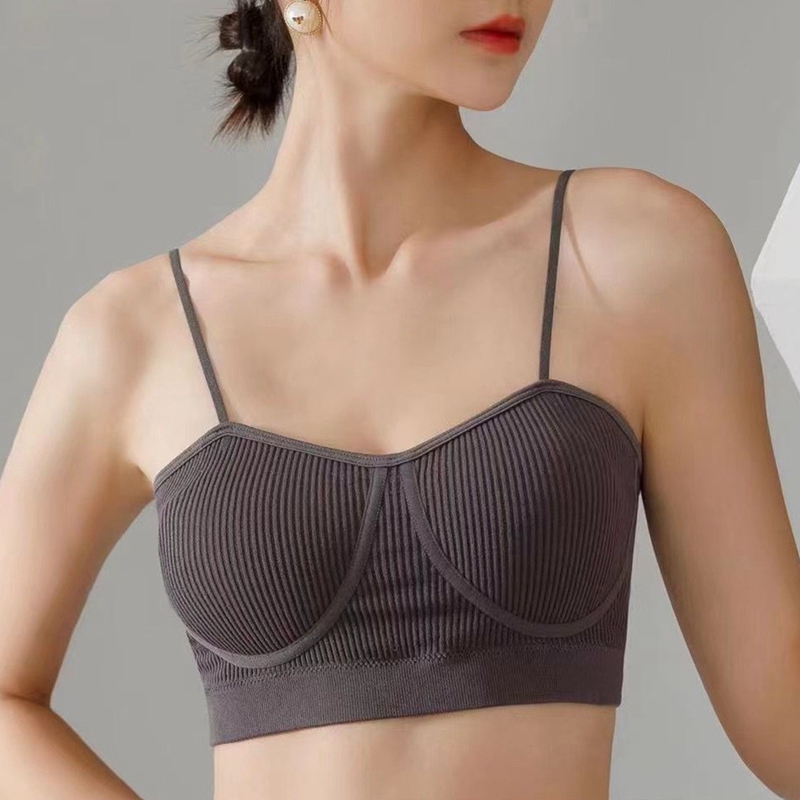 Thin section fine double shoulder strap lingerie woman anti-walking light beauty back harness vest free from wearing bra wrap chest fixed chest cushion obliterted