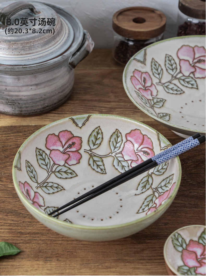 Meinung'm household the plants flower bowls plates ceramic tableware portfolio suits for sushi plate steamed bowl of soup bowl