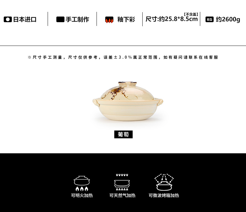 Japanese imports of which soil'm boiler high temperature resistant household casserole clay ShouXi ceramic pot stew pot soup pot in the kitchen