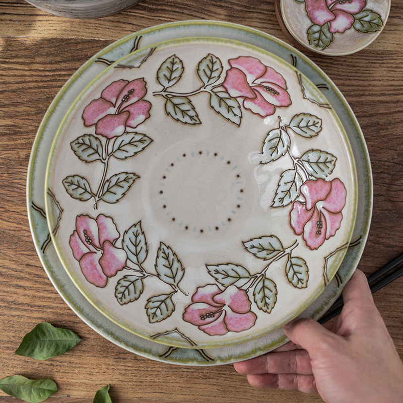 Meinung'm household the plants flower bowls plates ceramic tableware portfolio suits for sushi plate steamed bowl of soup bowl