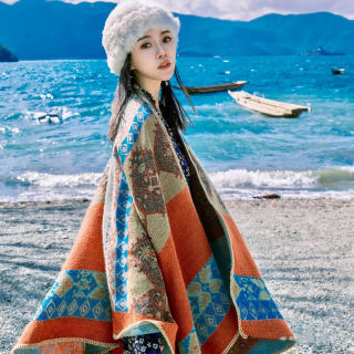 Northwest Xinjiang Yunnan Shawl for Women Sichuan Western Gansu Sichuan-Tibet Travel Cape Tibet Qinghai Grassland Travel Outfit