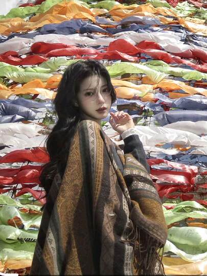 Ethnic style Xinjiang grassland outer shawl Tibet Northwest travel cloak Bohemian Western Sichuan autumn and winter wear