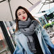 Autumn and winter Korean version versatile student thickened trendy women's scarf couple style simple shawl gray warm men's scarf