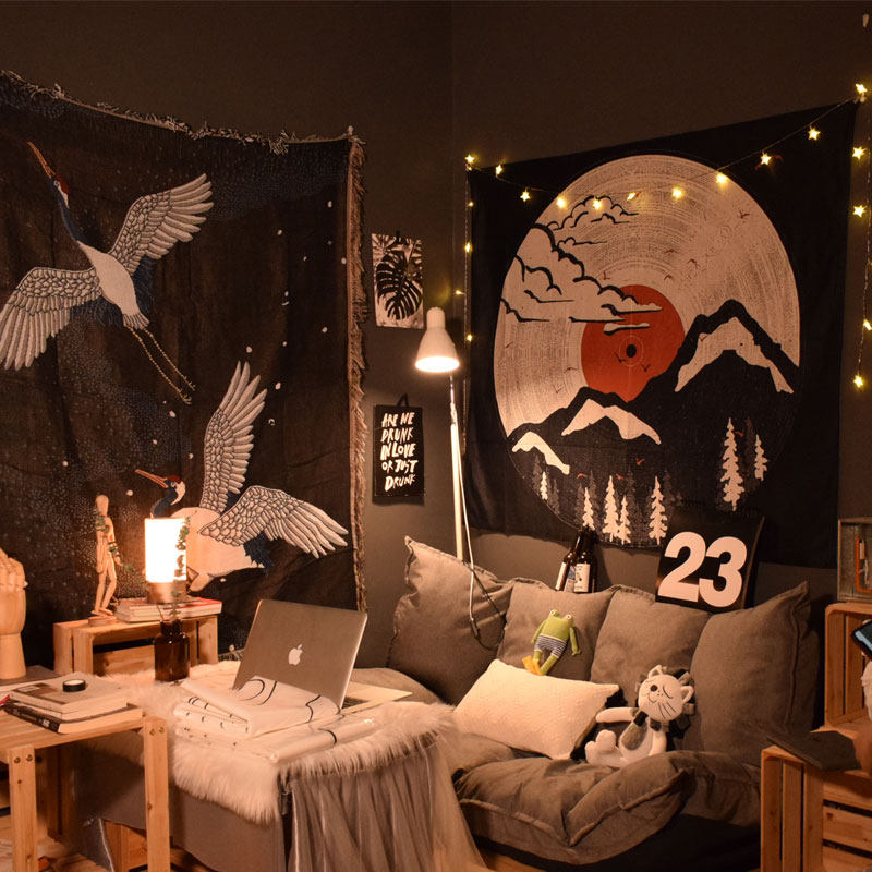 GALA Japanese Black, White and Grey Cloth Background Cloth ins Room Layout Wall Decoration Cloth Rental Housing Dormitory Renovation