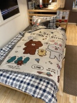 Brownbear hand-painted wind cartoon cute sofa blanket decorative blanket casual blanket bed blanket cover blanket single single