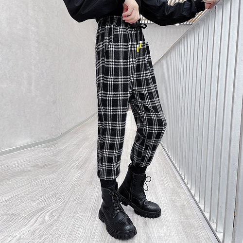 Осенние модные утепленные штаны для отдыха, подходит для подростков, в корейском стиле, оверсайз