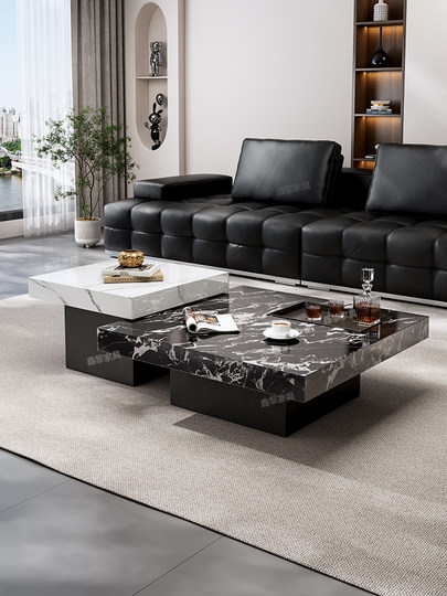 Table basse en ardoise minimaliste italienne moderne simple lumière luxe maison salon marbre petit appartement carré combinaison haute et basse