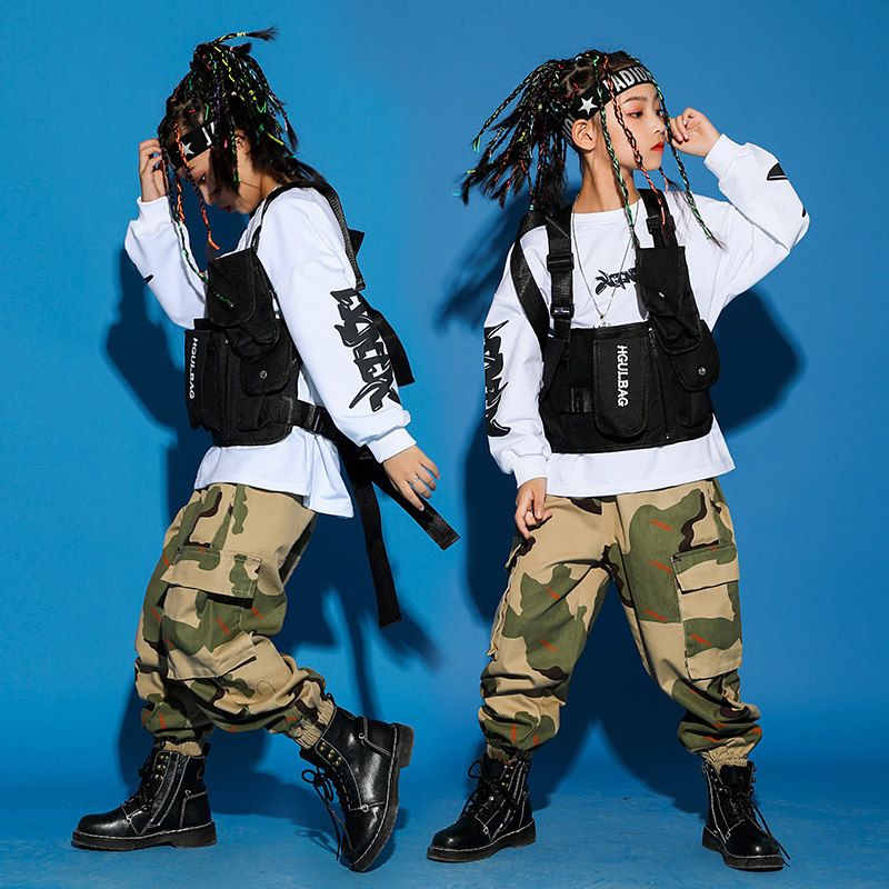 Children's hip-hop suits girls hip-hop jazz dance loose tide clothing children hiphop catwalk fashion brand performance clothing