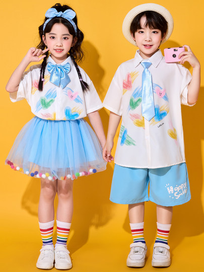 六一儿童啦啦队演出服学院风小学生合唱朗诵表演幼儿园毕业照班服