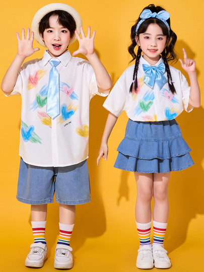 六一儿童啦啦队演出服学院风小学生合唱朗诵表演幼儿园毕业照班服