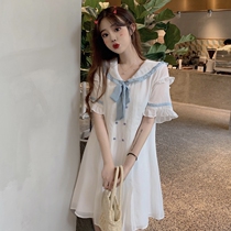 Baby collar chiffon dress summer French design sense niche can salt sweet college style small man Platycodon skirt