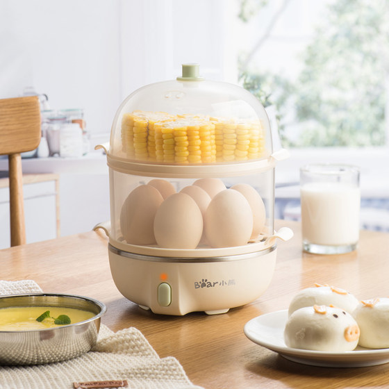 Bear egg cooker, egg steamer, egg custard household small mini multi-functional double-layer automatic power-off breakfast artifact