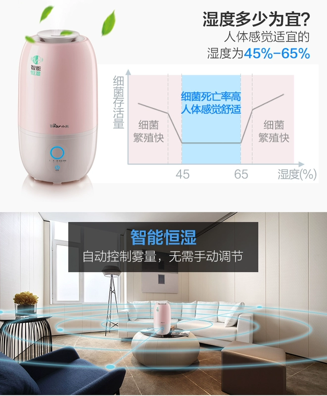Gấu máy làm ẩm văn phòng câm máy lọc không khí mini độ ẩm không đổi độ ẩm - Máy giữ ẩm