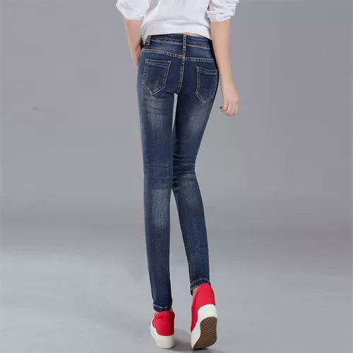Джинсы, приталенные штаны, эластичный джинсовый карандаш, высокая талия, 2025 года, в обтяжку, с вышивкой