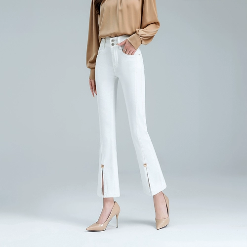 Летние джинсы, приталенные осенние штаны, высокая талия, облегающий крой, подходит для подростков