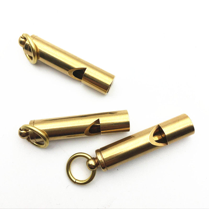 Handmade pure brass whistle Vintage brass whistle Referee survival whistle Keychain pendant Outdoors