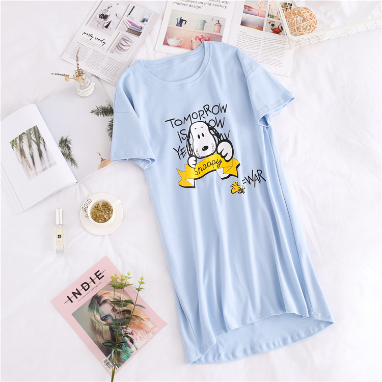 HelloKitty nightdress nữ mùa hè Hàn Quốc phiên bản của sinh viên mới cotton ngắn tay có thể mặc lỏng dài-đồ ngủ dài