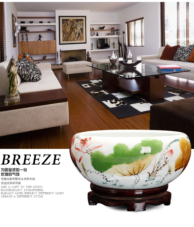 Jingdezhen ceramic aquarium pet gold fish tank water lily basin bowl lotus lotus cylinder cylinder tortoise GangPen sitting room place the flood water