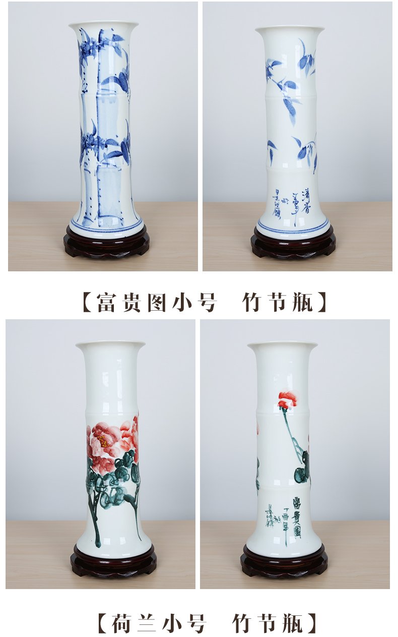 Jingdezhen ceramics tube lucky bamboo vases, flower arranging is placed a sitting room be born king straight water culture flower arrangement