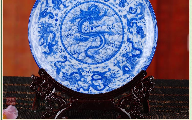 Jingdezhen ceramics furnishing articles hanging dish sitting room decoration plate of blue and white porcelain enamel household crafts