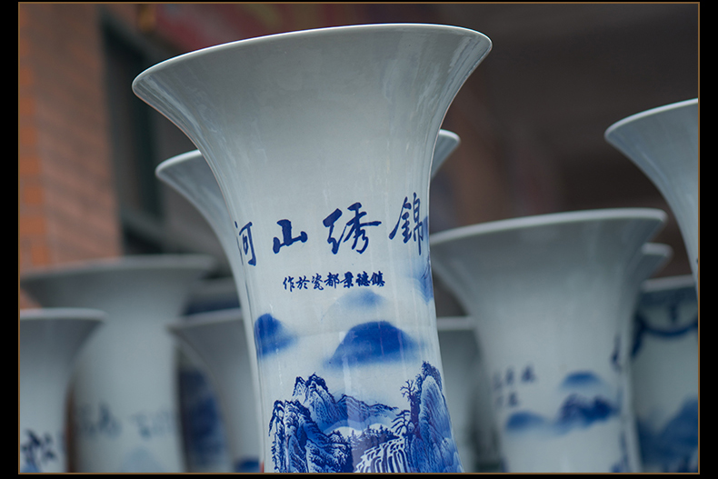 Jingdezhen ceramic floor big vase archaize jin rust was sitting room place of blue and white porcelain flower arranging hotel decoration