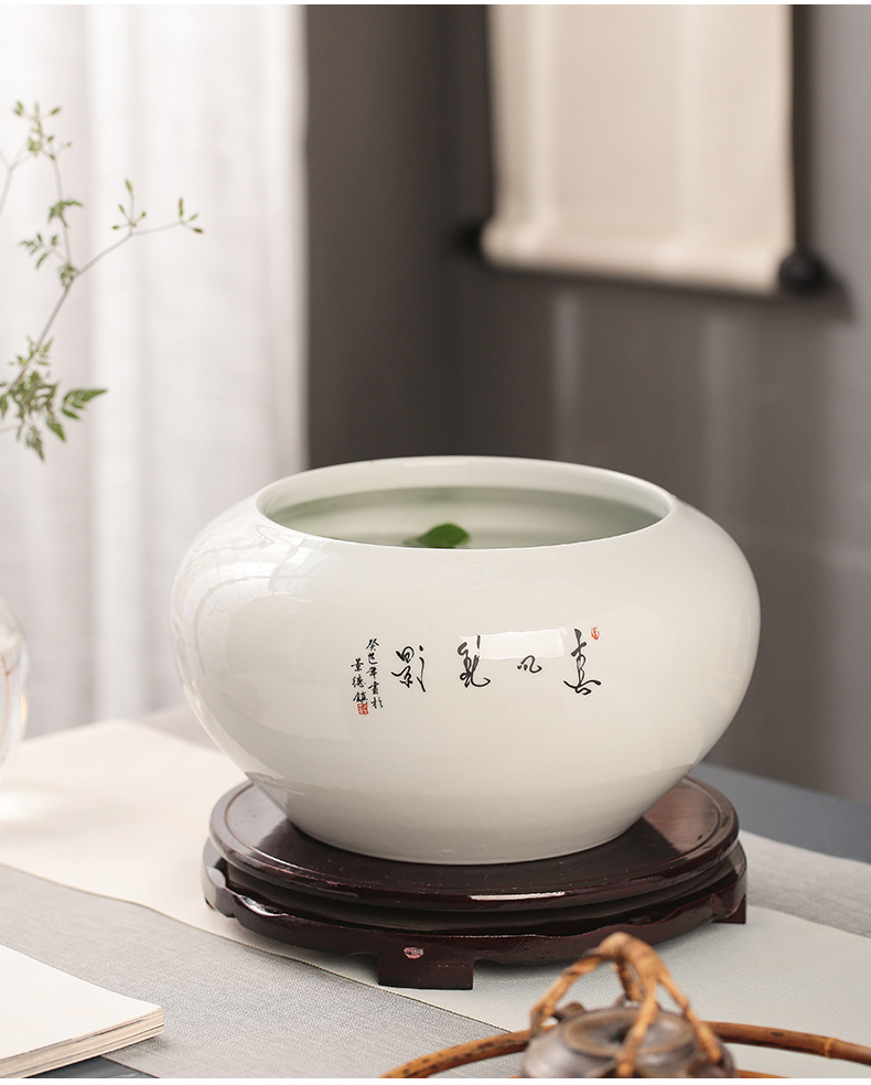 Jingdezhen ceramics hand draw freehand brushwork in shallow water goldfish GangPen refers to the lotus pond lily home furnishing articles