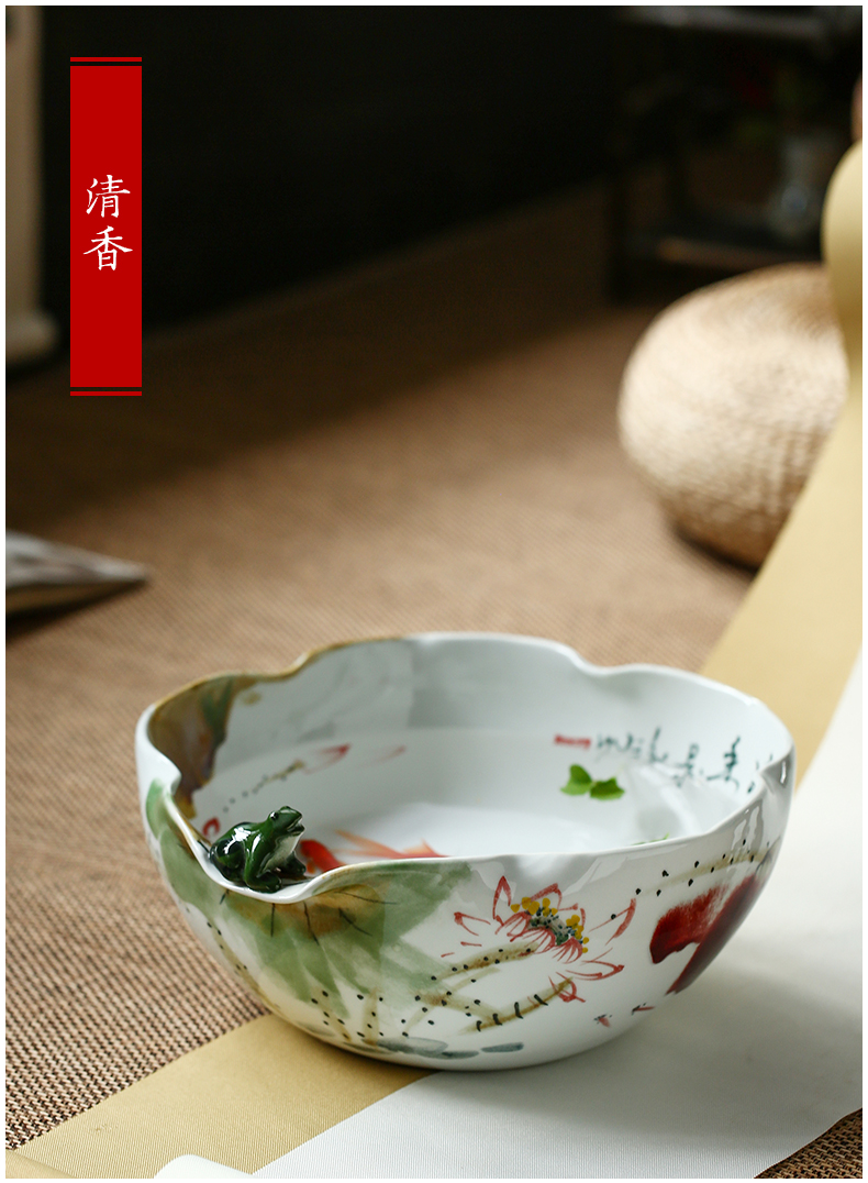 Jingdezhen ceramic furnishing articles aquarium water shallow water lily cuhk refers to basin water lily tortoise cylinder storage cylinder porcelain