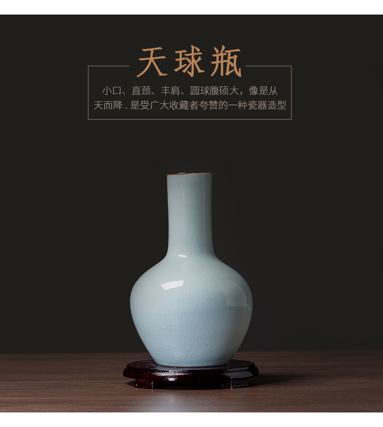 Jingdezhen ceramic Bai Seqing glaze cracks antique vase up home sitting room flower arranging handicraft furnishing articles restoring ancient ways